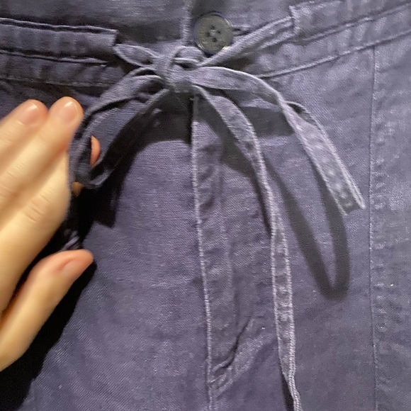 Lauren Ralph Lauren Deep Blue linen size 12 beach Trousers pants - Picture 3 of 7